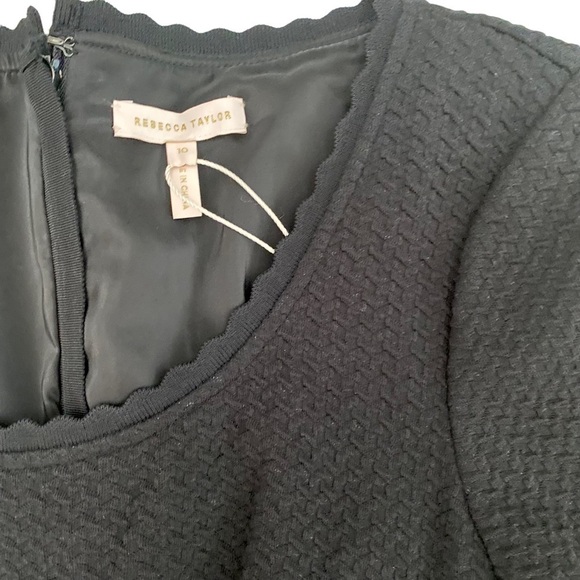 Rebecca Taylor Textured Fit And Flare Black Dress Sz 10 - Picture 10 of 12